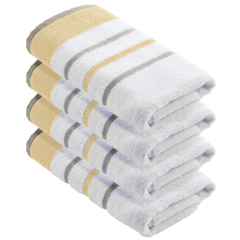Linery & Co. Luxury Cotton Decorative Towel Set. - Hand Towel (Pack of 4) - Gold / Grey.