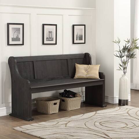 60"Farmhouse Wooden Bench with Back