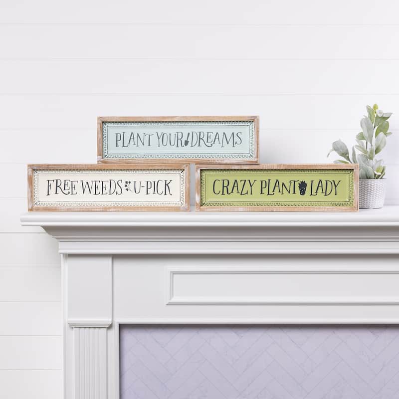 Transpac Wood Plant Enthusiast Decor Set of 3 Spring Home Decorations