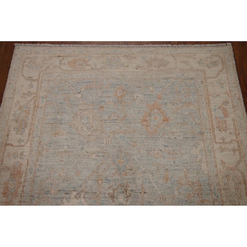Hand-knotted Oushak Turkish Rug Oriental Floral Wool Carpet - 3'11"x 5'10"