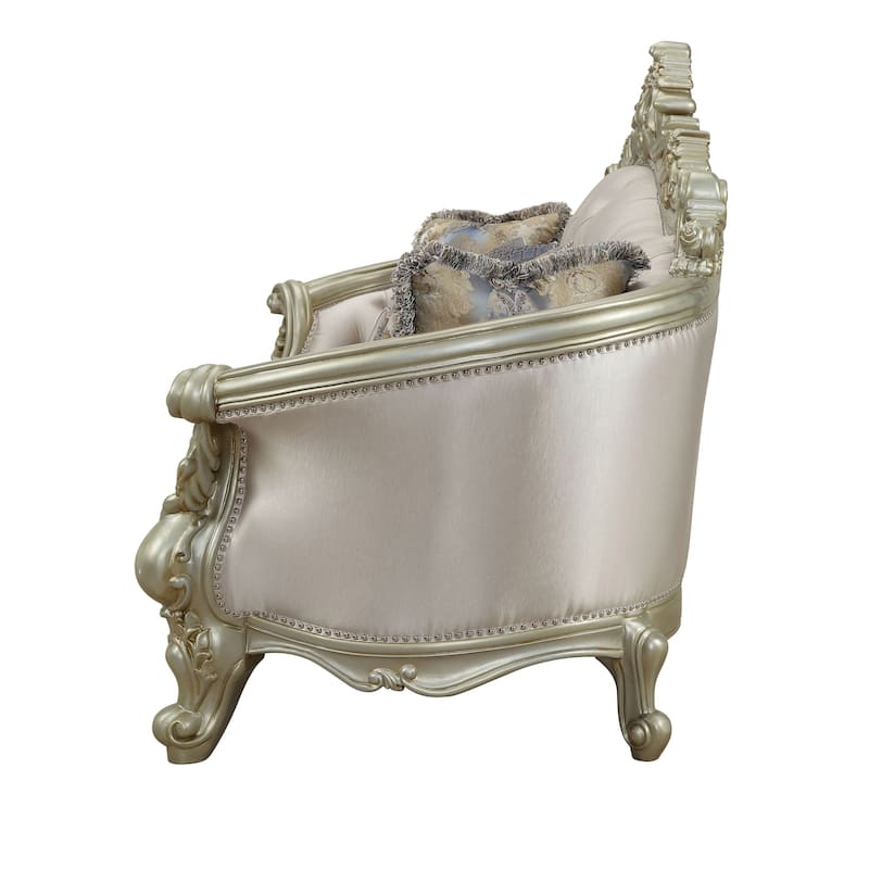 Corvallis Cream and Golden Ivory Button-Tufted Sofa