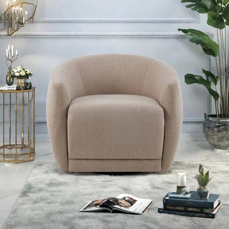 Performance Fabric Swivel Barrel Chair with High-Density Foam Cushion