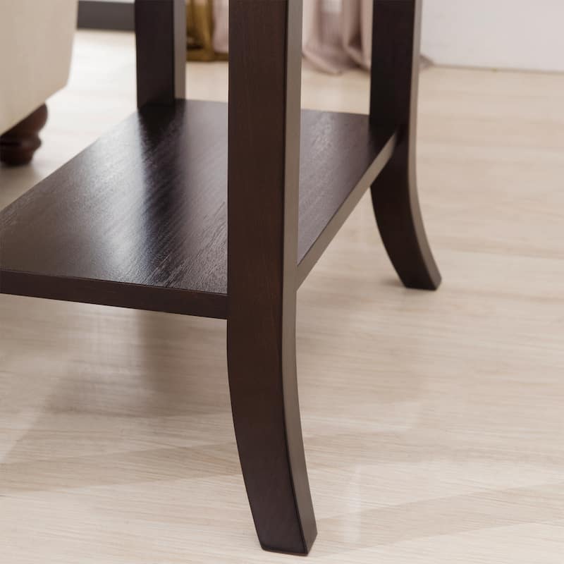 Leick Home One Drawer Traditional Cherry Tray Edge Side Table with Shelf