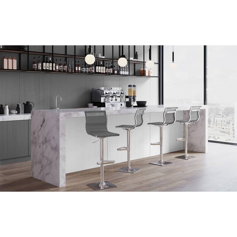 Porch & Den Bixby Adjustable Mesh Bar Stool - N/A