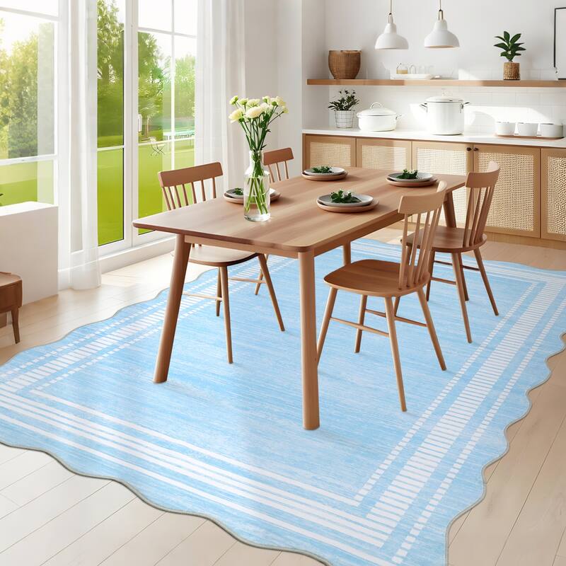 Garvee Scalloped Modern Bordered Area Rug