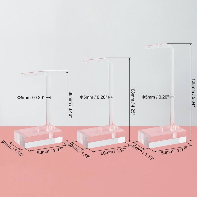 3.5"/4.3"/5" Acrylic Earring Display L Stand Jewelry Storage Rack - Clear - 3 Set