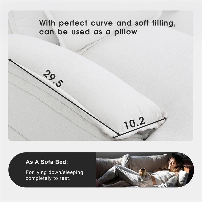 Modern U-Shaped Upholstered Sectional Sofa, Sleeper Couch with Waist Pillows