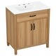 preview thumbnail 16 of 37, Natural Oak Bathroom Vanity with Ceramic Sink Solid Wood MDF Storage Cabinet for Bathroom 24/30/48/60 inches