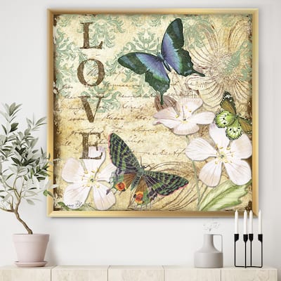 Designart "Inspirational Butterflies Love" Cottage Premium Framed Art Print