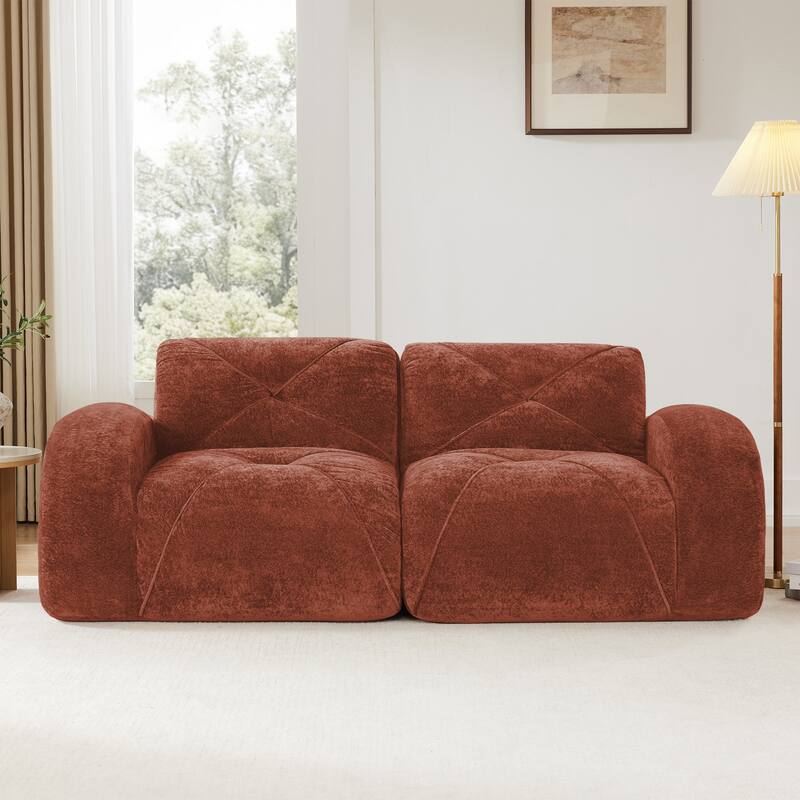 Modular Sectional Sofa Loveseat for Living Room, Stylish Accent Couch 2-Seater Sofa Couch Red Settee