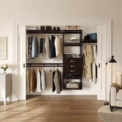 John Louis Home Solid Wood Reach-Ion Simplicity Closet System with 3-Drawers Espresso