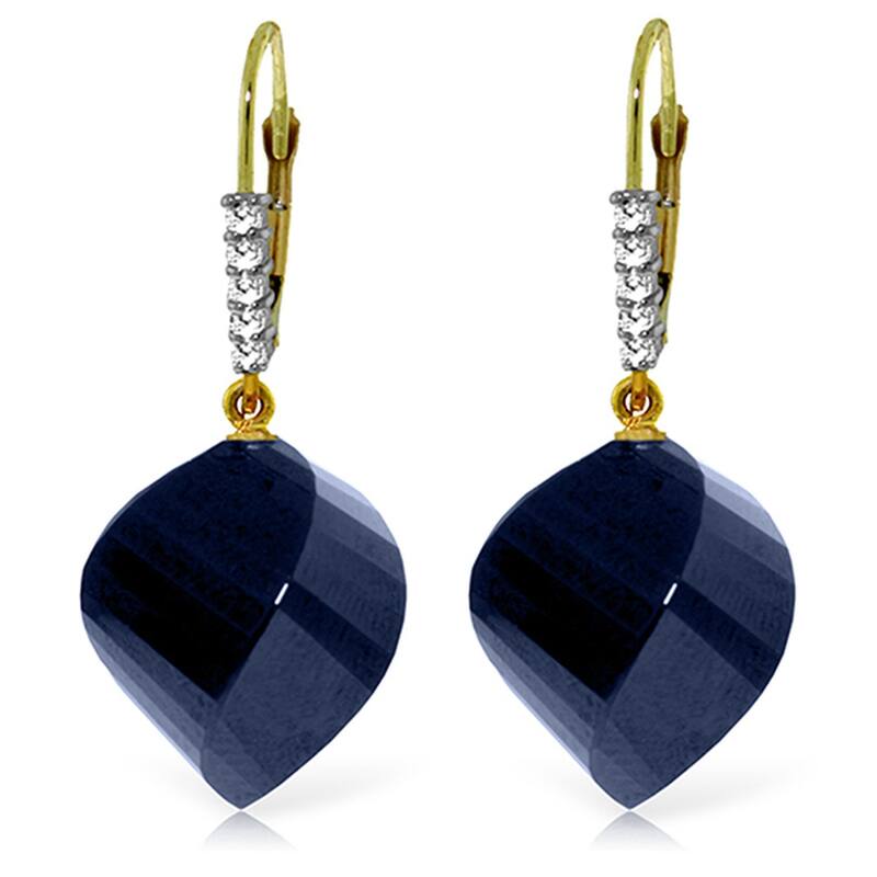 30.65 Carat 14K Solid Gold Earrings Diamond Briolette Sapphire - Yellow