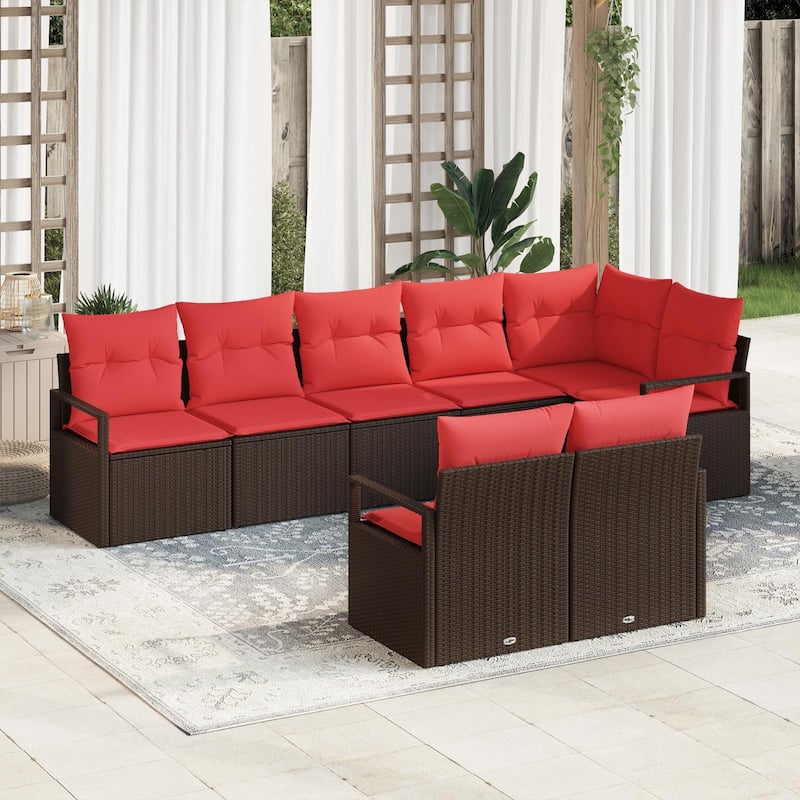 9 Piece Garden Sofa Set with Cushions - 113×48×27.2 - Brown