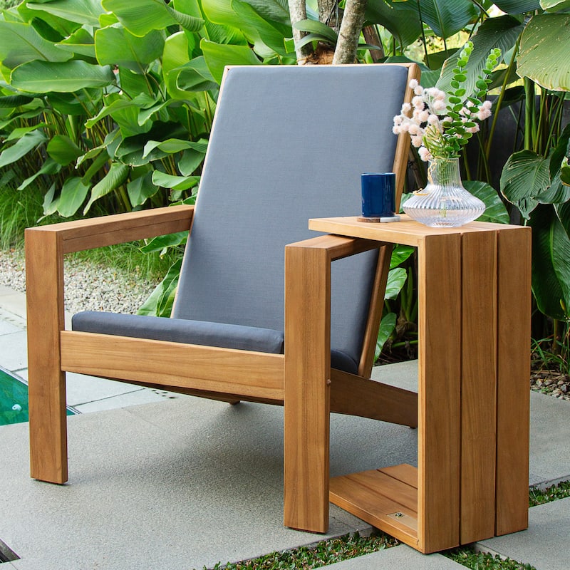 Cambridge Casual Napa Indonesian Teak Outdoor C-Shaped Side Table - 1 Piece