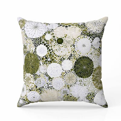 Crystal Drift Indoor/Outdoor Reversible Throw Pillow Cream and Green