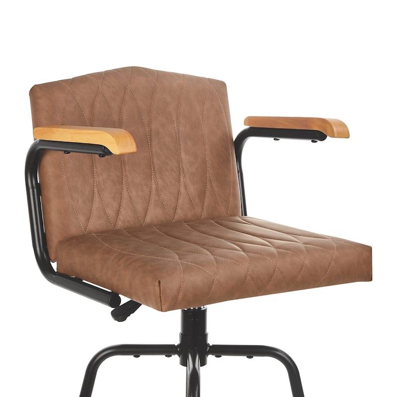 VECELO Set of 2/4 Brown PU Leather Swivel Bar Stools Comfortable Swivel Bar Stools with Footrest Fixed Height Tufted Bar Stools