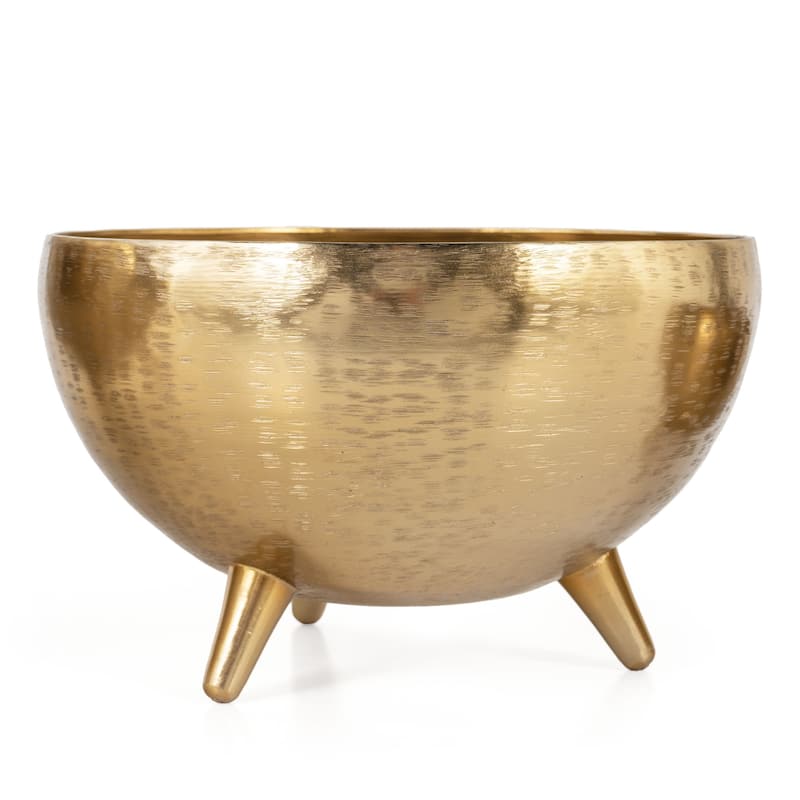 HomeRoots Set of Three Gold Metal Decorative Footed Bowls - 12' X '7.5' X '12