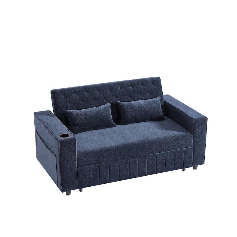 Roomfitters 61.4" Pull-Out Convertible Loveseat Sofa Bed with Adjustable Backrest for Living Room