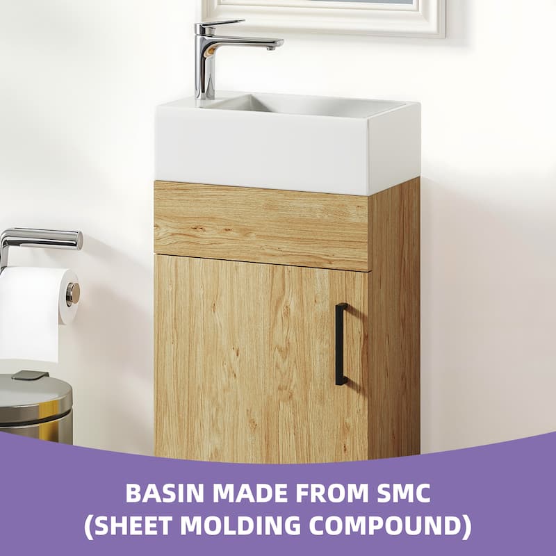 Moasis 15.7 Inch Freestanding Bathroom Vanity with Cabinet Storage and Modern Design
