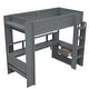 preview thumbnail 8 of 24, Wood Loft Bed Frame w/ Built-in Desk, LED & Charging Station, Gaming Loft Bed w/ Multi-Storage Shelves & Drawer for Teens Adults
