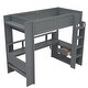 preview thumbnail 15 of 14, Wood Twin Size Loft Bed w/Desk, Shelves, LED, Charging Station