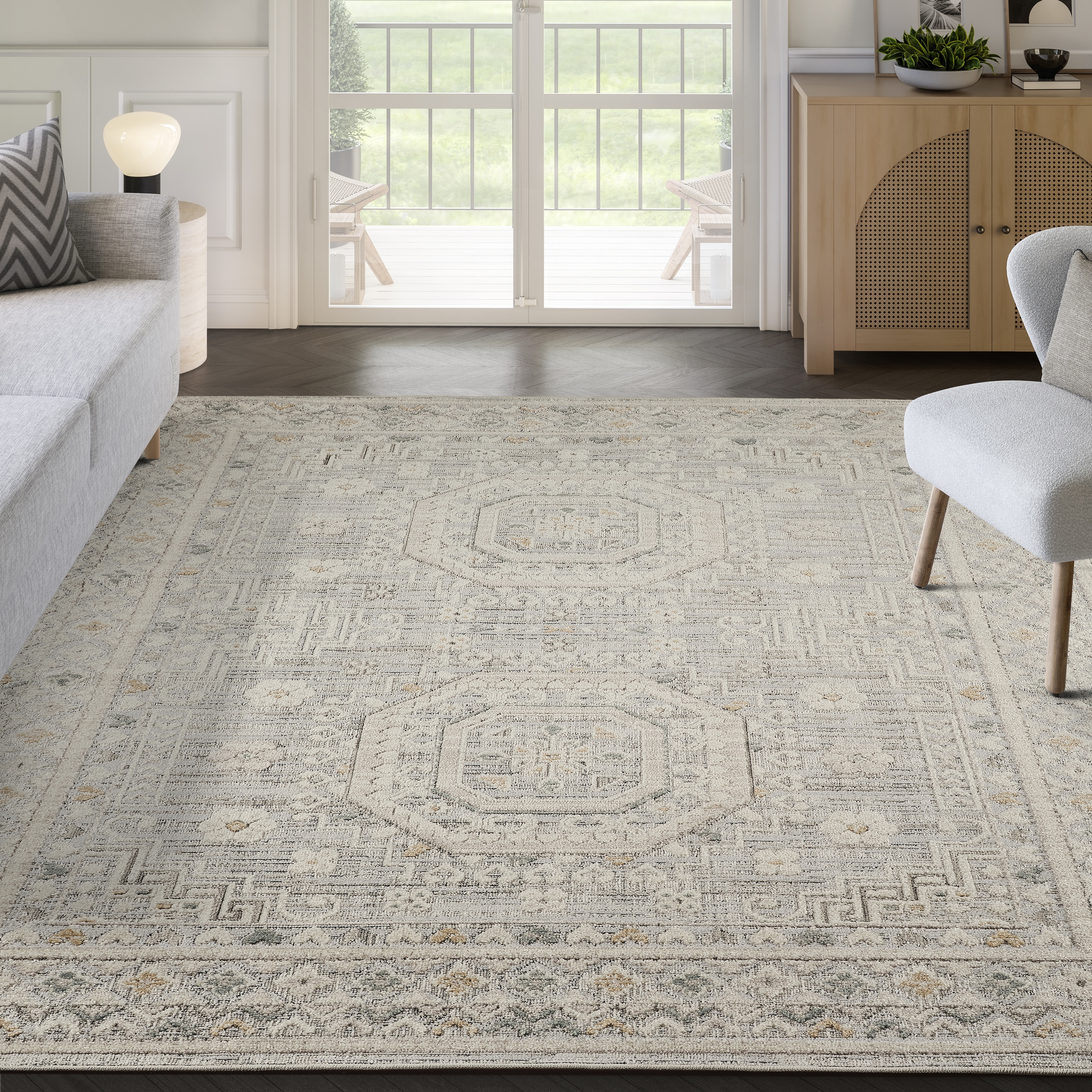 Abani Rugs NRA110A Traditional Geometric Medallion Slate Grey Area Rug