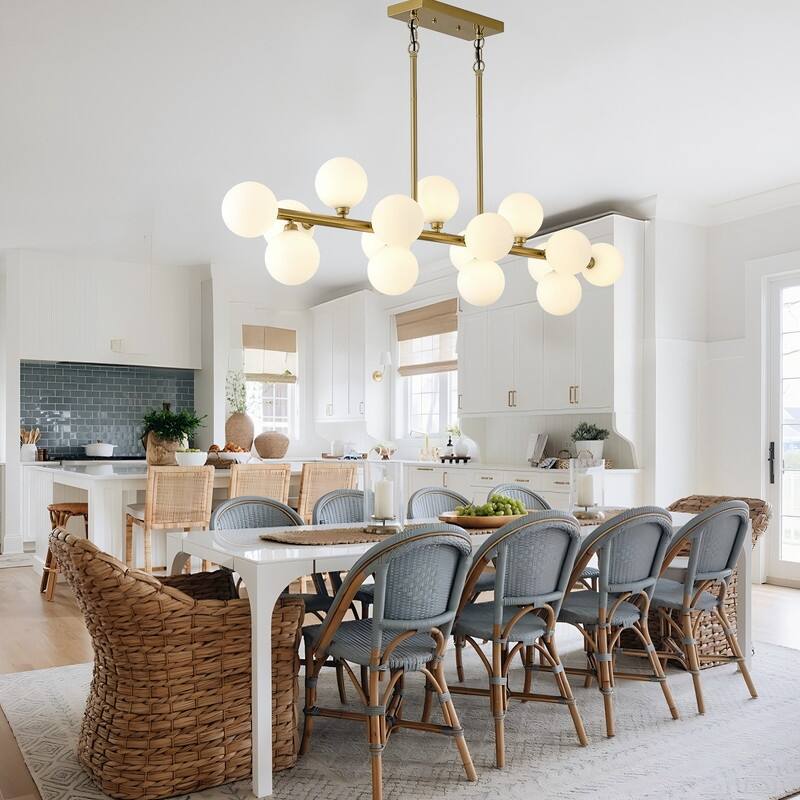 55in Modern Linear Chandeliers Large Pendant Lights Kitchen Island Lighting 16-Light Mid Century Sputnik Chandeliers