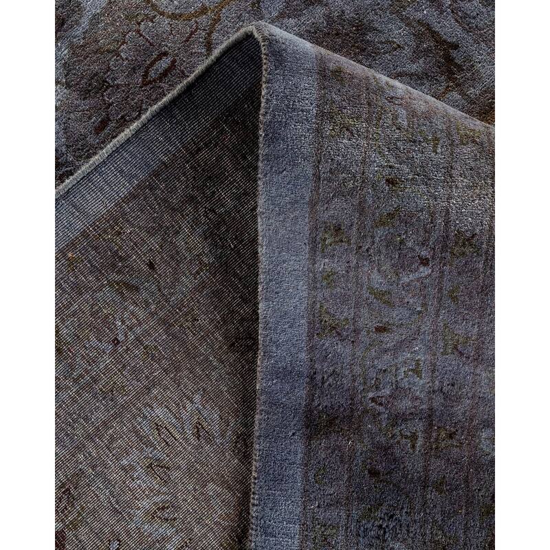 Overton Hand Knotted Wool Vintage Inspired Modern Contemporary Overdyed Gray Area Rug - 9' 3" x 11' 10"