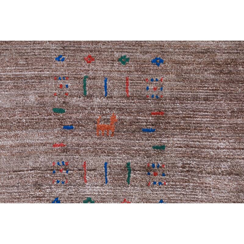 Gabbeh Indian Area Rug Handmade Brown Wool Carpet - 6'8" x 9'7"