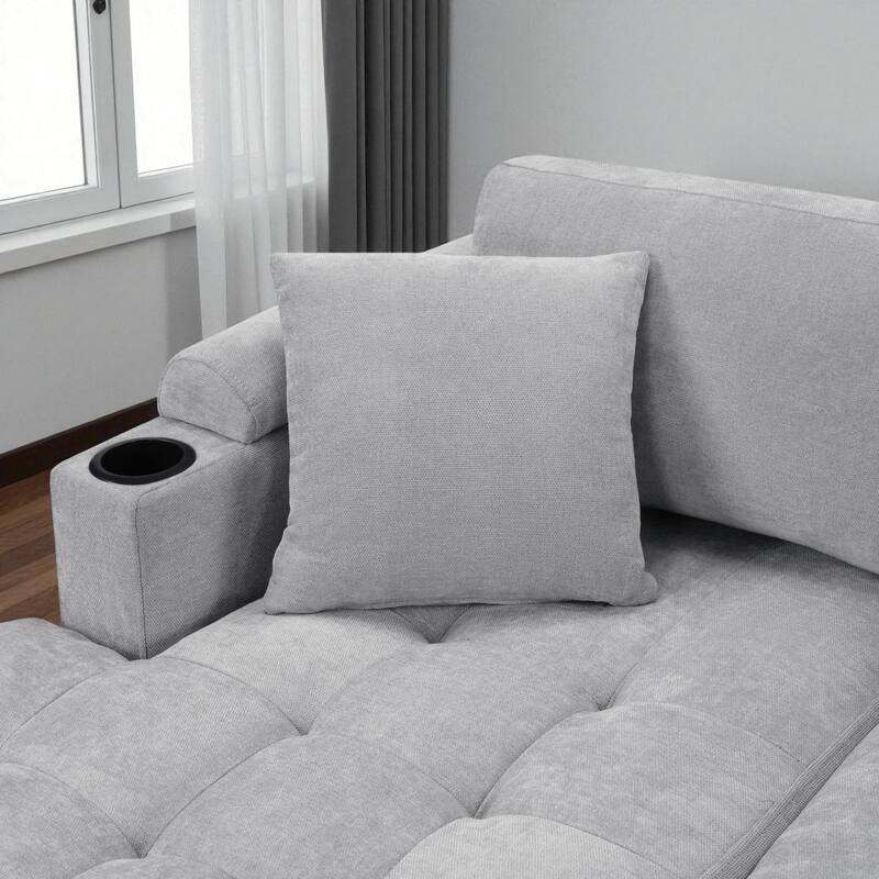 115.7" Modern U-Shaped Sectional Sofa with Cup Holders, Storage Space and USB Ports, Oversized Chenille Couch for Living Room