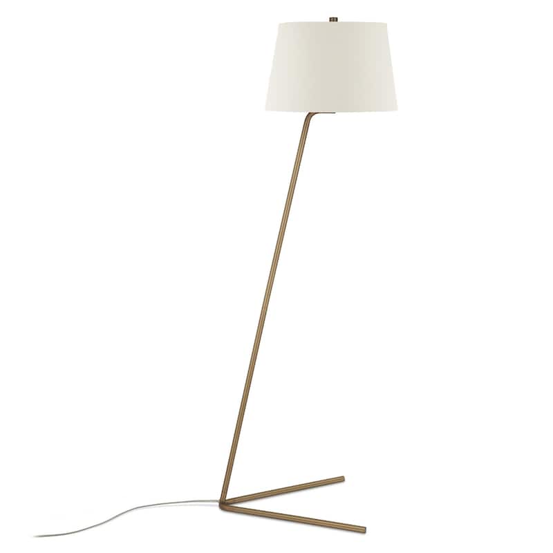 60" Modern Steel Floor Lamp with White Drum Shade and Plug-In Linen Light for Living Room or Bedroom - 60" H x 19" W x 15" D