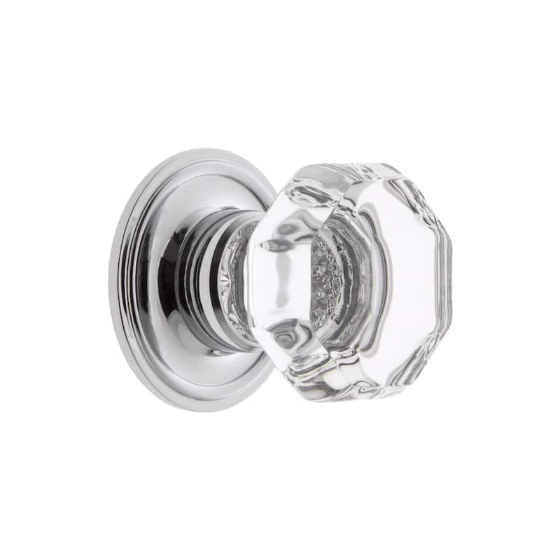 Grandeur CHAM-CRYS-KNOB-GEO Chambord 1-3/8"Faceted Glam Crystal - Bright Chrome