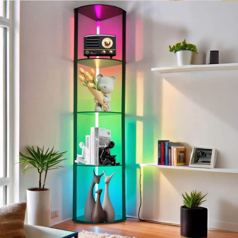 5 Tiers LED Corner Shelf - Black