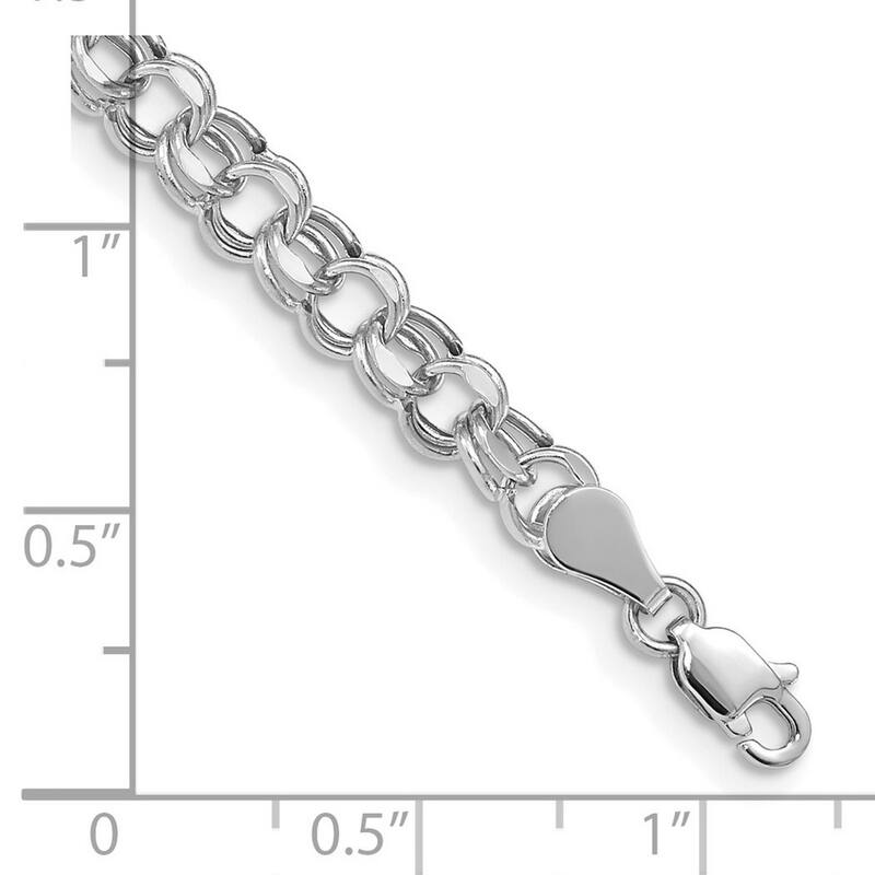 Curata 10k White Gold Lite 5mm Double Link Charm Bracelet Options: 7" 8"