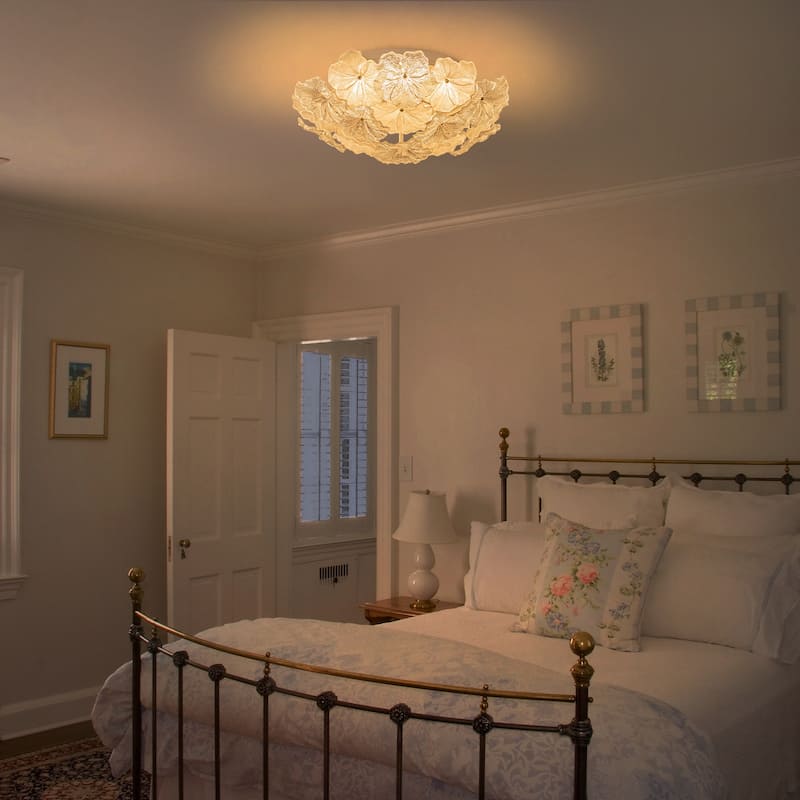 LED Flush Mount Ceiling Light with Clear and Frosted Glass Petal Design