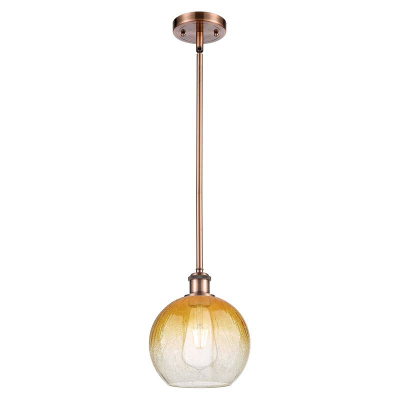 Innovations Lighting Endless Possibilities Ballston - Brookhaven Globe - 1 Light 8" Stem Hung Mini Pendant - Antique Copper/Amber