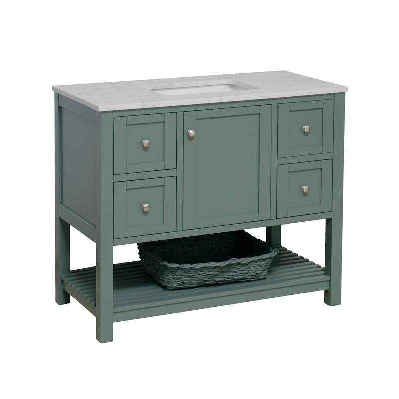 KitchenBathCollection Lakeshore 42" Bathroom Vanity with Engineered Carrara Top
