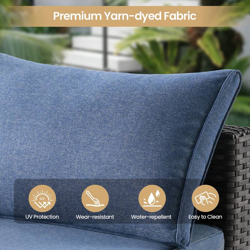 XIZZI 8-piece Patio Wicker Furniture Sectional Set with Firepit