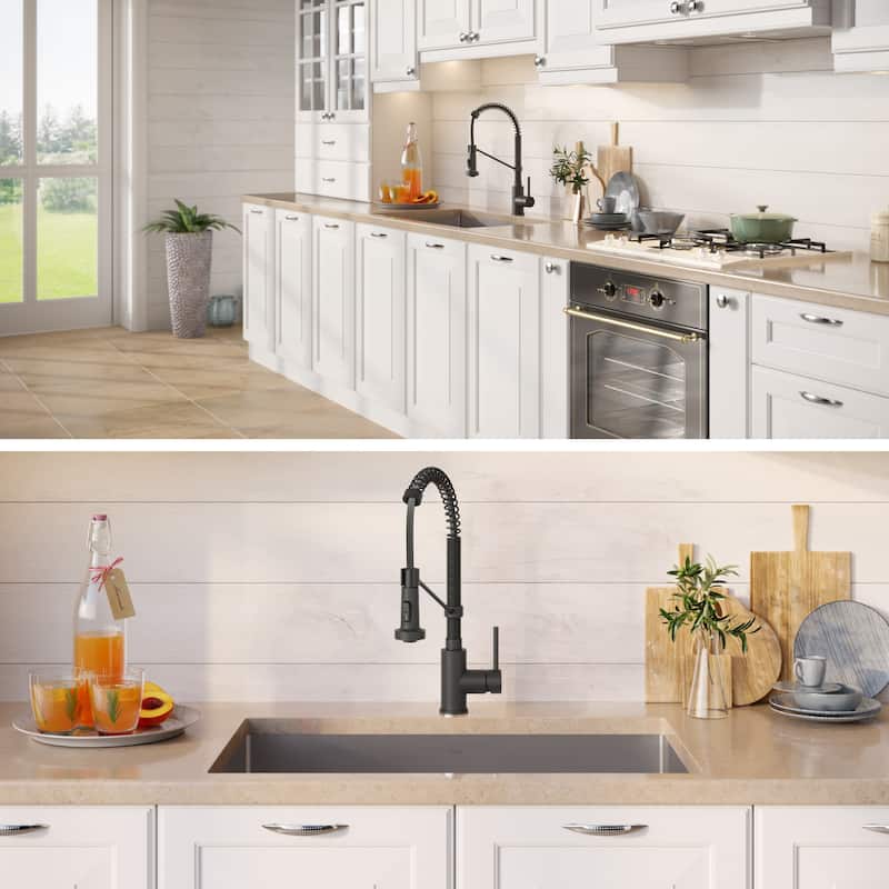 Kraus 3-in-1 Set Undermount Kitchen Sink, Pulldown Faucet, Dispenser