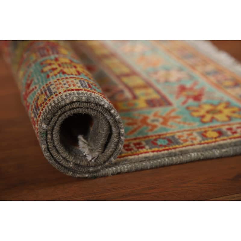 Traditional Gray Kazak Oriental Foyer Rug Handmade Wool Carpet - 2'0"x 3'0" - 2'0"x 3'0" - Grey