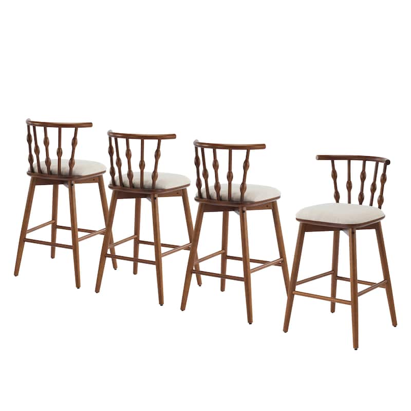 Christopher Knight Home - Leontius Bar Stool with Rubberwood Frame and Hourglass Backrest(Set of 2)
