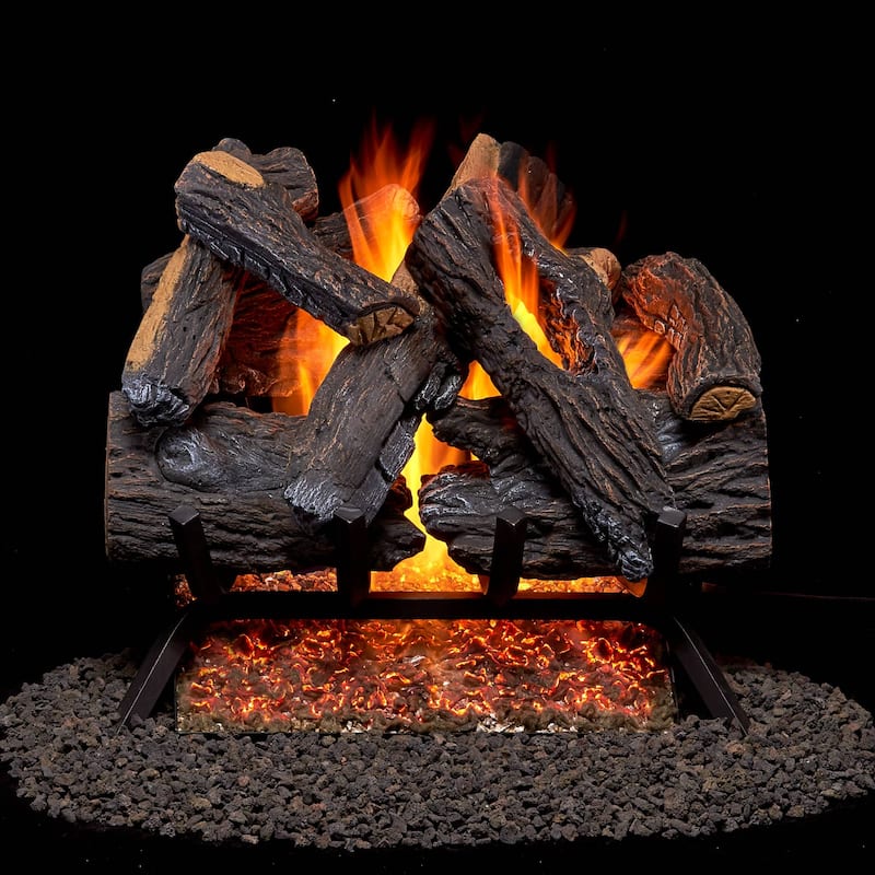 Duluth Forge FNVL18-1 45,000 BTU Vented Natural Gas Log Set Fireplace - Brown