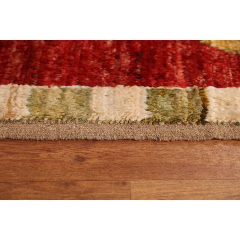 Hand Knotted Oriental 100% Wool Carpet Modern Geometric Red Moroccan Area Rug - 8' 2'' X 5' 5''