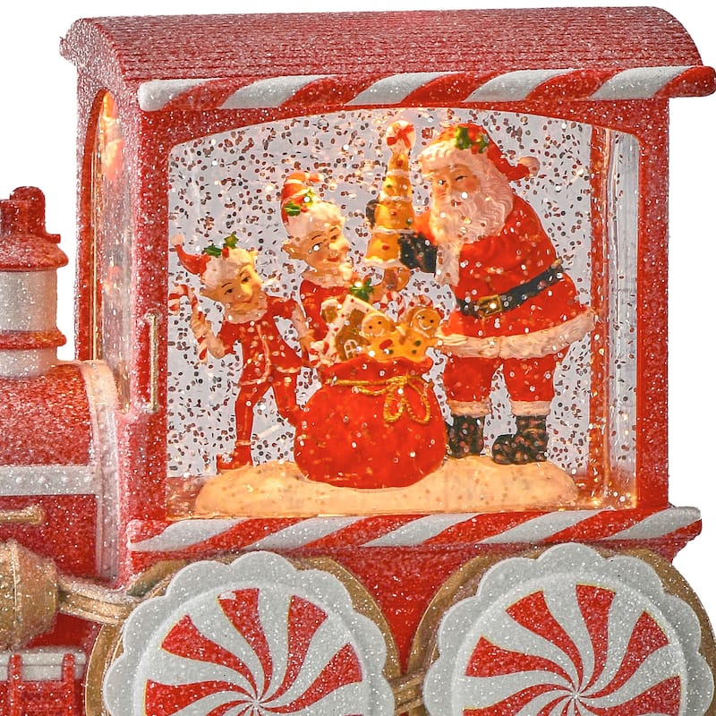 11" LED Battery Operated Timer Candy Cane Express Water Globe