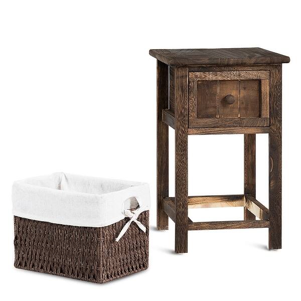 Shop Gymax 2pcs Mini Nightstand Wooden Bedside End Table W Drawer