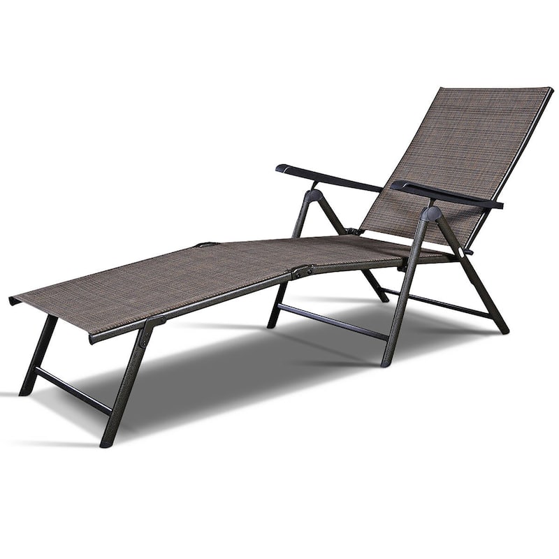 Patio Chaise Lounge Chair Adjustable Folding Recliner - Tan