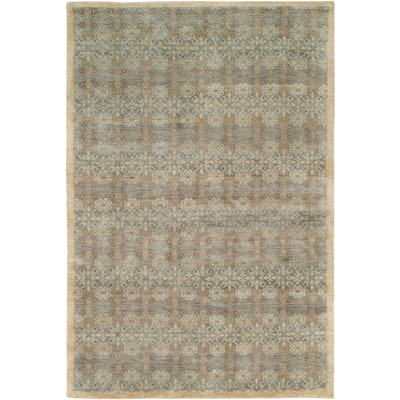 Transitional Blue Hand-Knotted Wool Area Rug