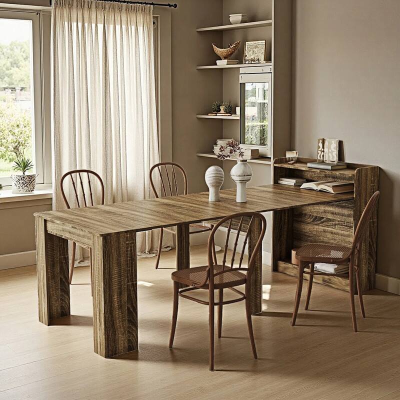 Foldable Dining Table for 6-12 People, Extends to 118 inchConsole Table Space Saving Dinette