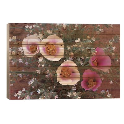 Sego Lily Group, State Flower Of Utah With Bulbous Edible Root, Canyonlands National Park, Utah Print On Wood by Tim Fitzharris