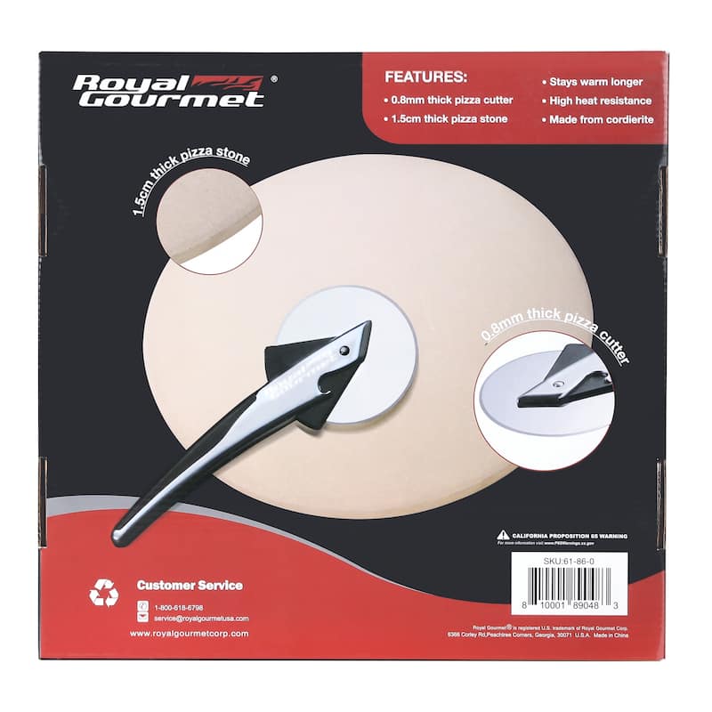 Royal Gourmet 2-Piece Pizza Set, 13in Pizza Stone and Wheel Cutter